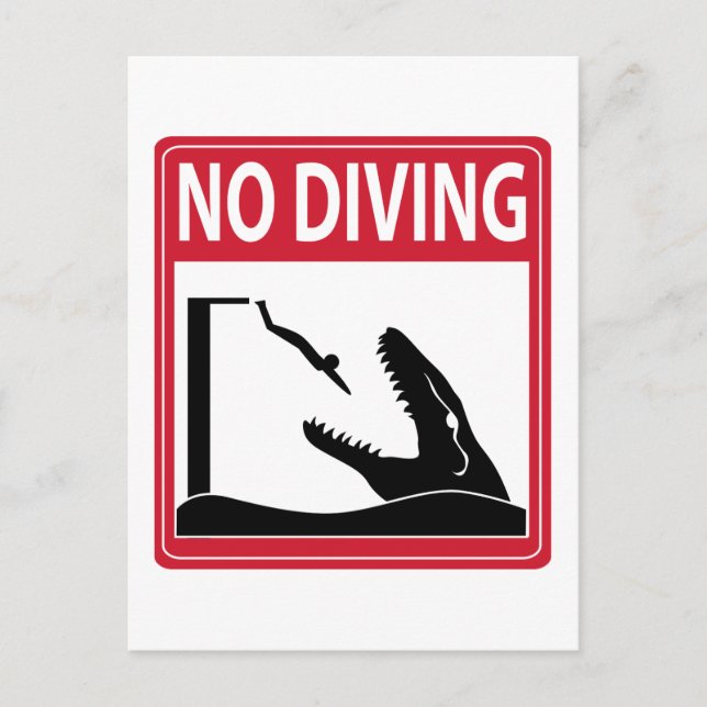 No Diving (Mosasaurus) Postcard (Front)