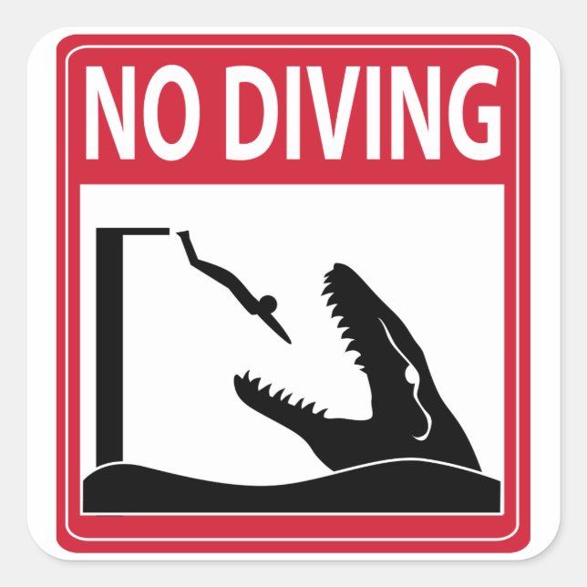No Diving (Mosasaurus) Square Sticker (Front)