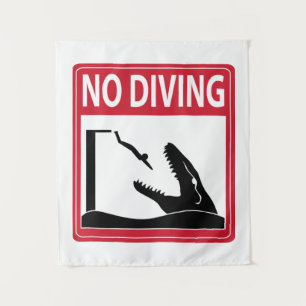 No Diving (Mosasaurus) Tapestry