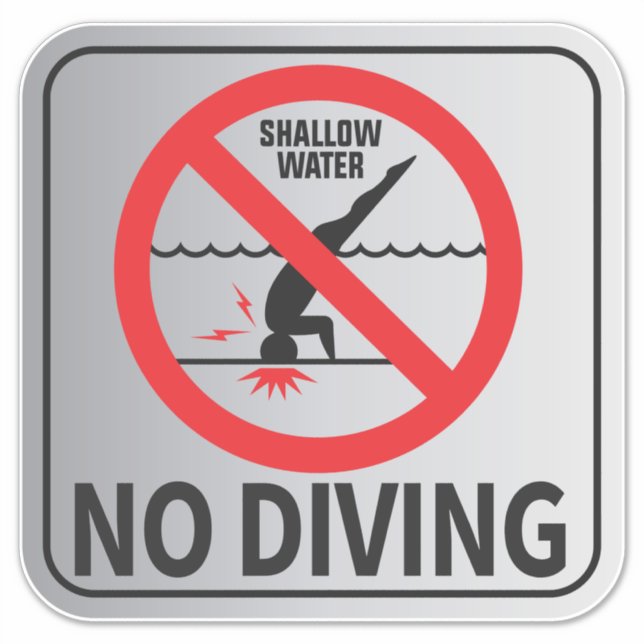 No Diving Shallow Water Sign (Front)