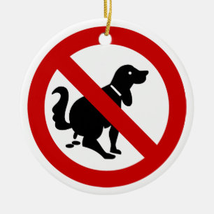 NO Dog Fouling ⚠ Thai Sign ⚠ Ceramic Tree Decoration