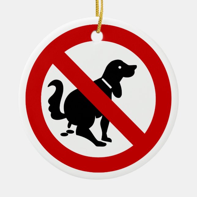 NO Dog Fouling ⚠ Thai Sign ⚠ Ceramic Tree Decoration (Front)