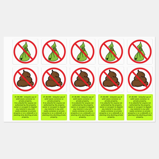 No Dog Poop Square (Sheet)