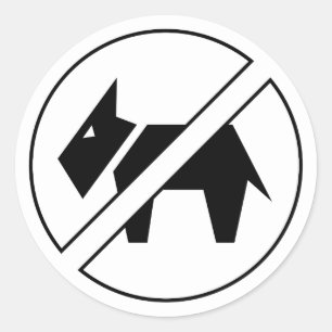 No Dogs Allowed Bold Black and White Symbol Classic Round Sticker