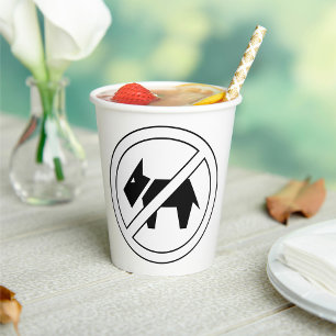 No Dogs Allowed Bold Black and White Symbol Paper Cups