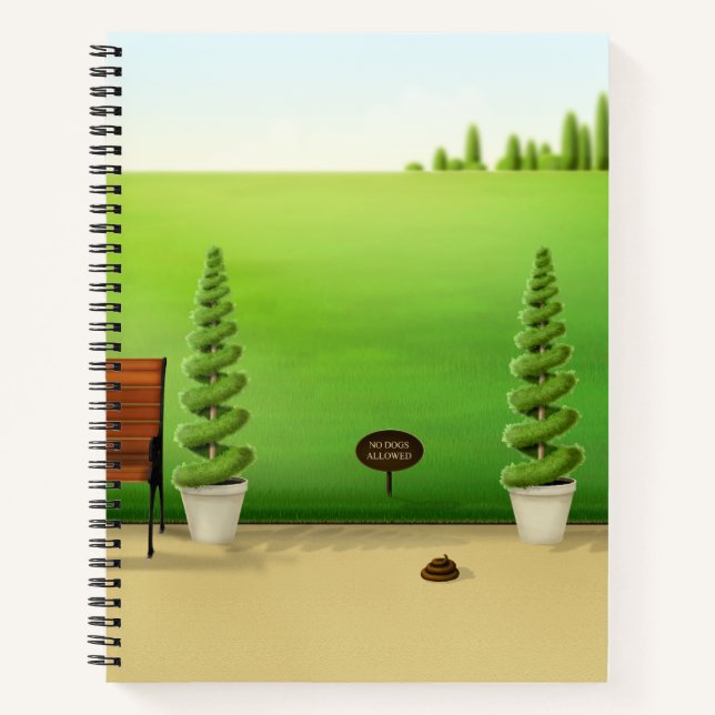 "No Dogs Allowed" Cute Dog Poo in Sunny Park Notebook (Front)