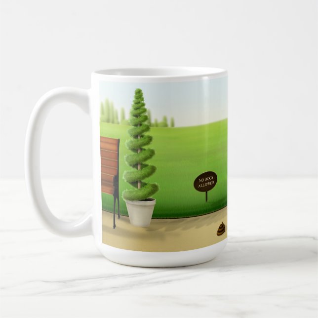 "No Dogs Allowed" Dog Poo in Beautiful Park Large Coffee Mug (Left)