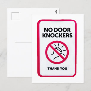 No door knockers sign postcard