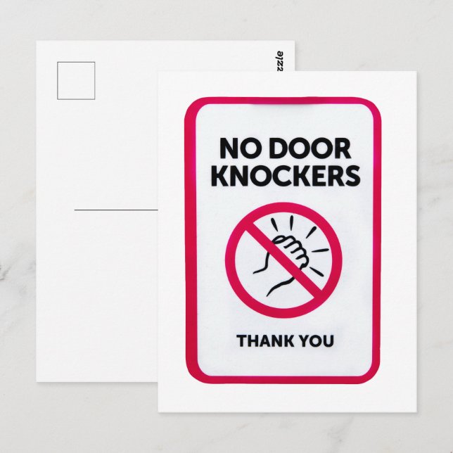No door knockers sign postcard (Front/Back)