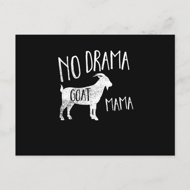 No Drama Goat Mama - Funny Goat Mum T-Shirt Gift Announcement Postcard (Front)