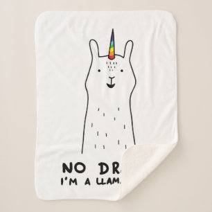 No Drama I'm A Llamacorn Sherpa Blanket