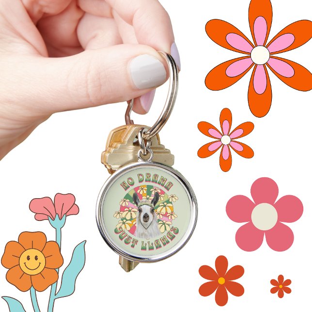 No Drama Just Llamas - Cute Boho Llama Key Ring (Creator Uploaded)