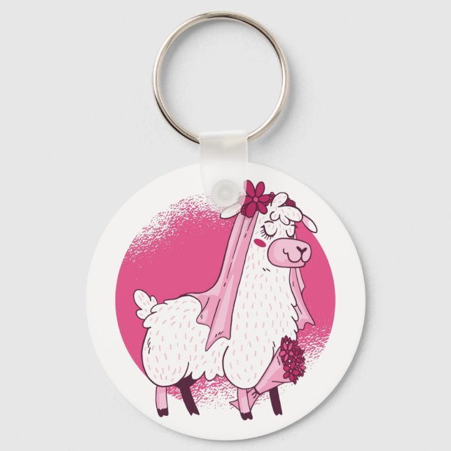 No Drama LLama BRIDE Funny Wedding Bridal Shower Key Ring (Front)