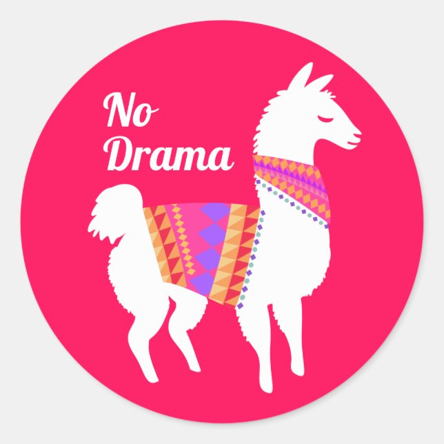 No Drama Llama Classic Round Sticker (Front)