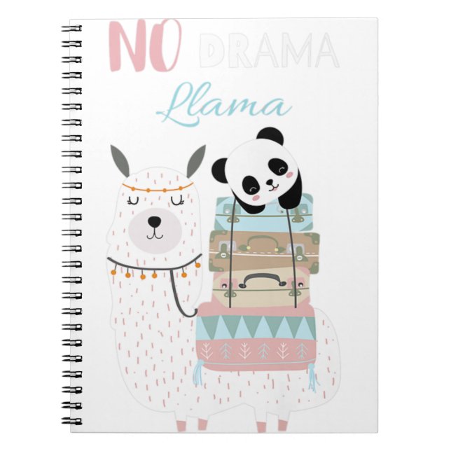 No Drama Llama Cute Panda riding Llama Alpaca Prem Notebook (Front)