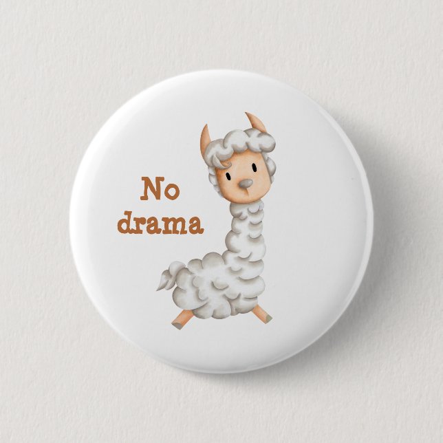 No drama llama cute personalised 6 cm round badge (Front)