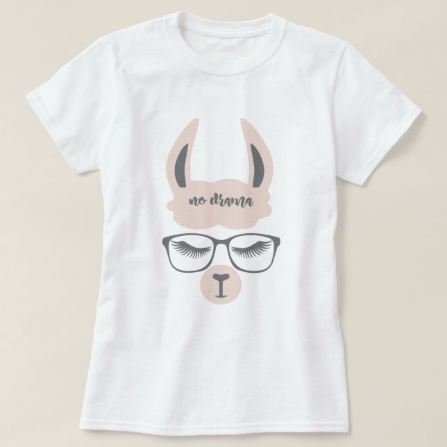 No Drama Llama Hipster Llama T-Shirt (Design Front)