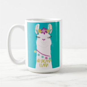 No Drama Llama illustration Monogram Coffee Mug
