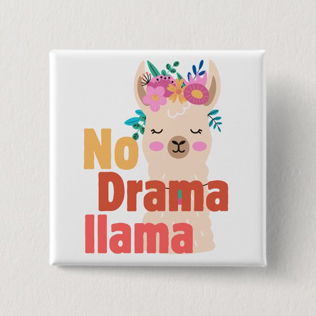 no drama llama pin (Front)
