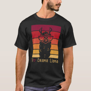 No Drama Llama Sunglasses Cool Alpaca Retro Vintag T-Shirt