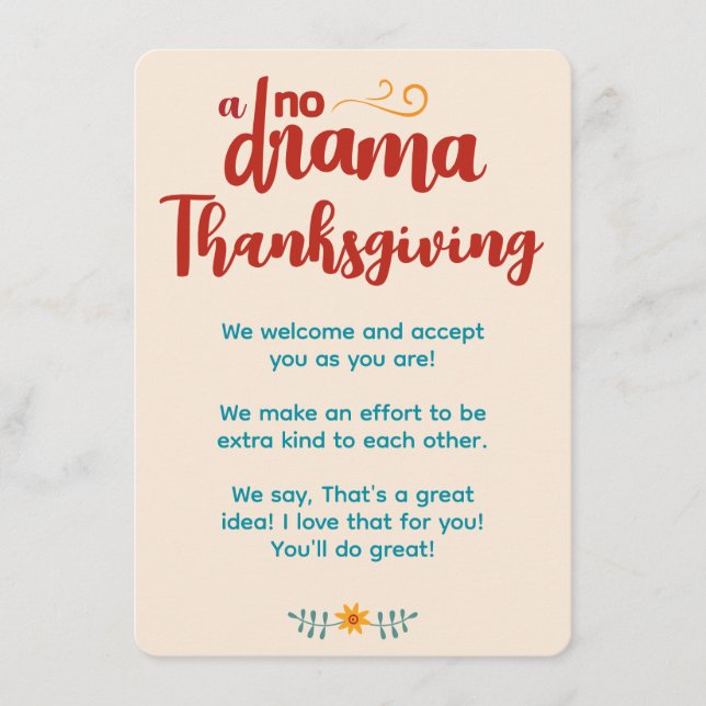 No Drama Llama Thanksgiving Cream Invitation (Front)