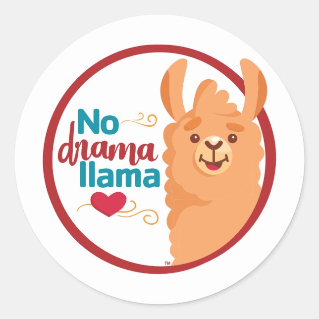 No Drama Llama (Warm)  Classic Round Sticker (Front)