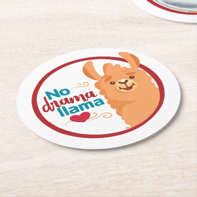 No Drama Llama (Warm)  Round Paper Coaster (Angled)