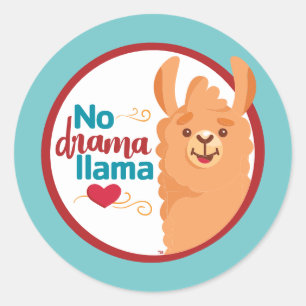 No Drama Llama (Warm) Teal Classic Round Sticker