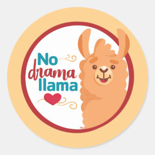 No Drama Llama (Warm) Yellow Classic Round Sticker