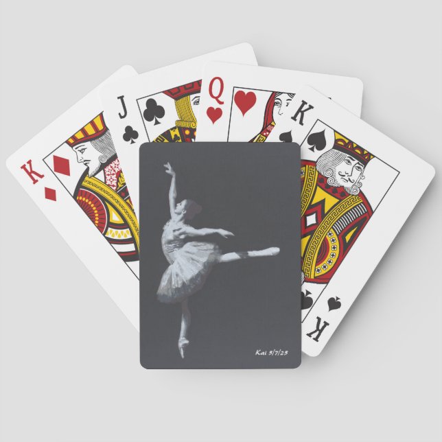 No Drama, Only Freedom, Black & White Ballerina Playing Cards (Back)
