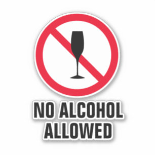 No drinking alcohol allowed wine glass logo vinyl