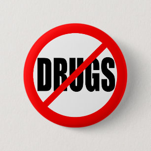 "NO DRUGS" 6 CM ROUND BADGE