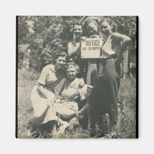 No dumping sign with 5 ladies magnet