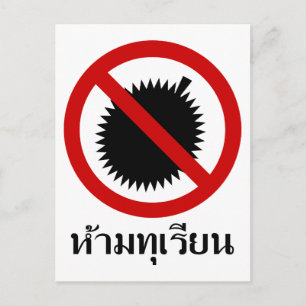 NO Durian ⚠ Thai Language Script Sign ⚠ Postcard