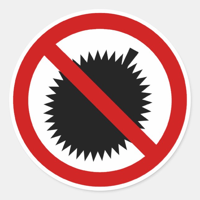 NO Durian Tropical Fruit ⚠ Thai Sign ⚠ Classic Round Sticker (Front)