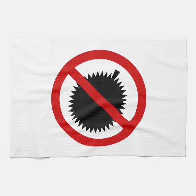 NO Durian Tropical Fruit ⚠ Thai Sign ⚠ Tea Towel (Horizontal)