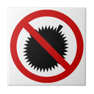 NO Durian Tropical Fruit ⚠ Thai Sign ⚠ Tile
