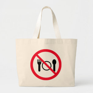 No Eating Red Circle Sign Jumbo Tote Bag