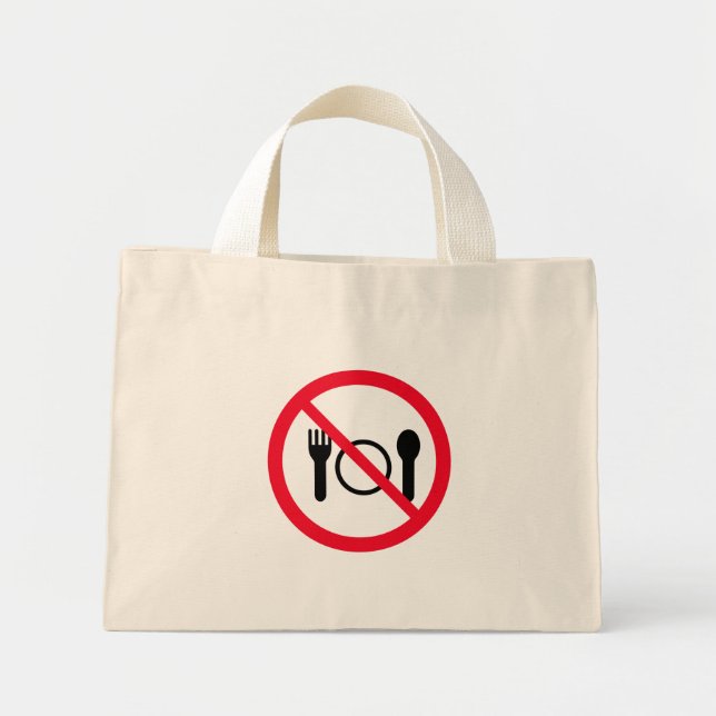 No Eating Red Circle Sign | Tiny Tote Bag (Front)