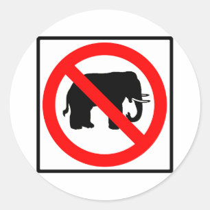 No Elephants Highway SIgn Classic Round Sticker