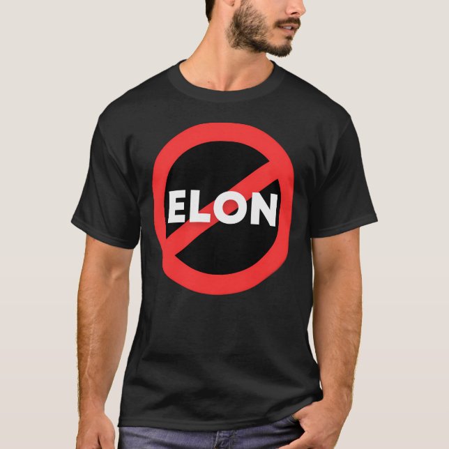 No Elon! Round Anti-Elon Musk Bumper Sticker Decal T-Shirt (Front)
