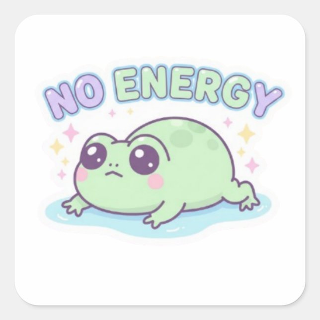 No Energy Frog Sticker Cute Tired Frog Dragging Me (Front)