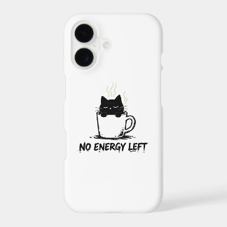 NO ENERGY LEFT” Sleepy Cat in Coffee Mug – Minimal