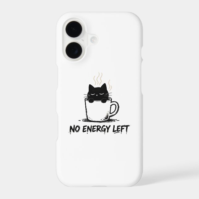 NO ENERGY LEFT” Sleepy Cat in Coffee Mug – Minimal (Back)