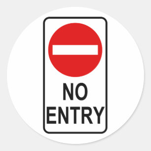 No Entry Road Sign Traffic Cartoon Graphic Design Classic Round Sticker