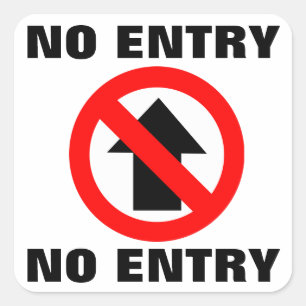 No Entry Sign Square Sticker