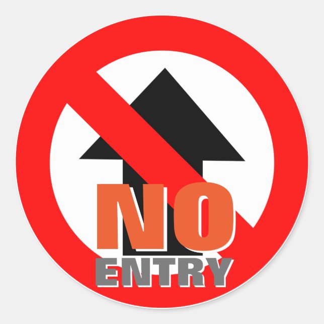 No Entry Warning Sign Classic Round Sticker (Front)