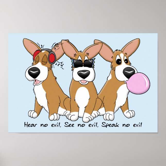 No Evil Corgi Trio Poster (Front)