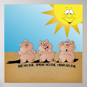 No Evil Cute Little Pigs 🐷 Poster