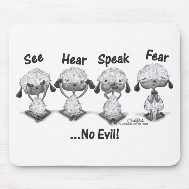 No Evil Lambs Mouse Mat (Front)